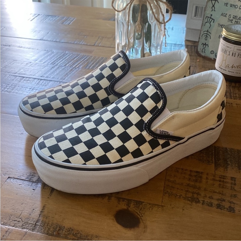 Vans platform checkerboard slip on shoes